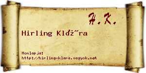 Hirling Klára névjegykártya